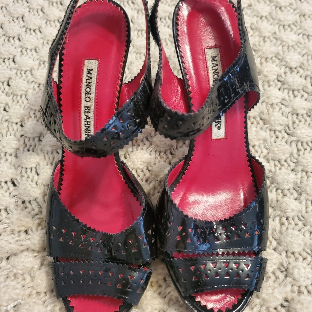 Manolo Blahnik Black and Pink Heels